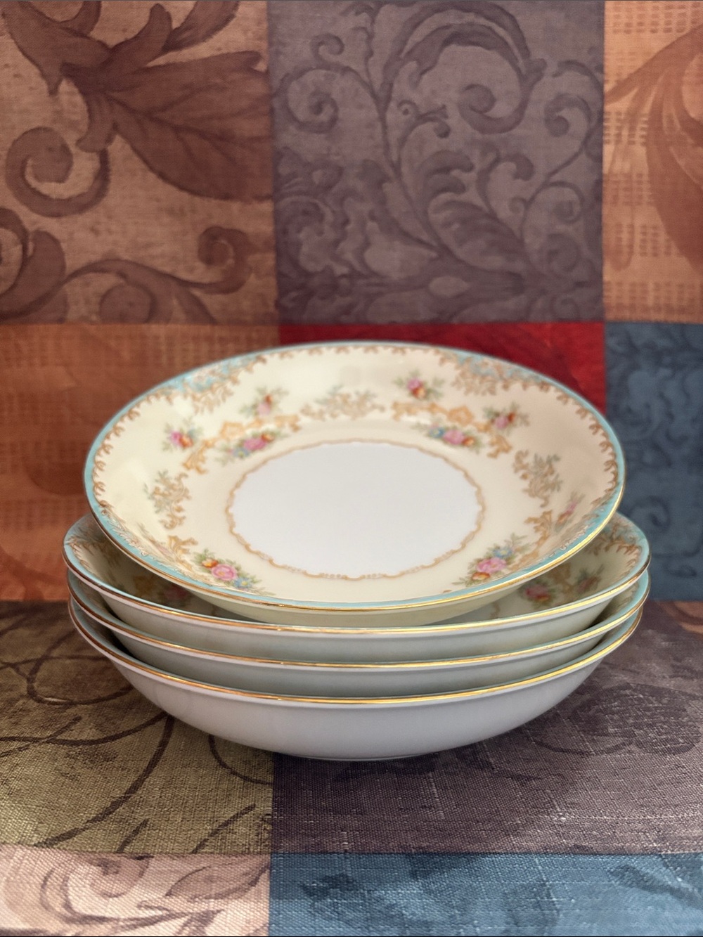 ⭐️Noritake⭐️4 Vintage M Stamp Soup Bowls.
